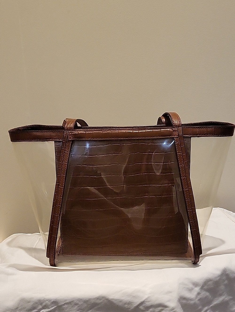 Michael Kors PVC Clear Tote Bag with Brown Croc-Effect - Picture 9 of 10